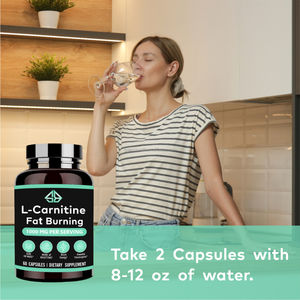 Suplemento de L-carnitina de alta potencia 1000mg para adultos, quemagrasas, control de energía nocturna, extracto herbal, 60 cápsulas - Product Image 4