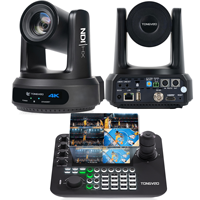 Cámara PTZ con Seguimiento Automático por IA, POE, NDI, 4K60FPS, Paquete de Cámara para Transmisión en Vivo y Producción de Video con Controlador de Joystick