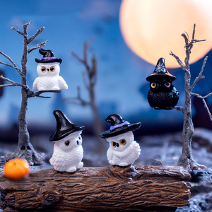 Figuras Decorativas de Halloween en Miniatura de Resina: Bruja Verde 3D, Búho, Mini Sombreros de Momia, Murciélago, Calabaza Negra, Linterna, Fantasma, Vampiro - Product Image 6