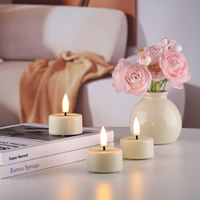 Bougie chauffe-plat LED sans flamme à effet de flamme vacillante, alimentée par piles, D4.1H5 ivoire, de Mermei