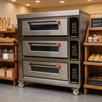 Four de boulangerie commercial en acier inoxydable à 3 niveaux et 6 plateaux pour la cuisson du pain et des gâteaux