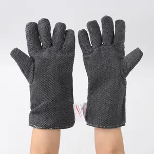 CASTONG New Developed Reinforced Five Finger Type Double Layers Dark Gery Polyester Twill Welding Gloves for Construction