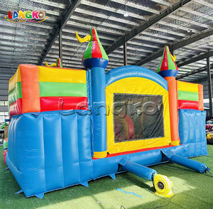 Château gonflable commercial à double piste et double toboggan en PVC avec piscine pour enfants - Product Image 4