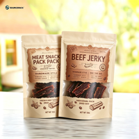 Vente en gros de viande de bœuf séchée épicée personnalisée, prête à consommer, en sachet de qualité alimentaire, avec faible MOQ