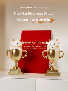 Trofeo y Adornos de Resina con Diseño de Vaca de Dibujos Animados, Personalizados para Campeones de Ventas en Reuniones Anuales, Regalos de Recuerdo con Grabado - Product Image 4