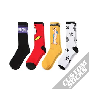 FREE DESIGN & SAMPLES High Quality Men Comfortable Cotton Sock Custom Logo Fashion Funny Crew Casual Socks