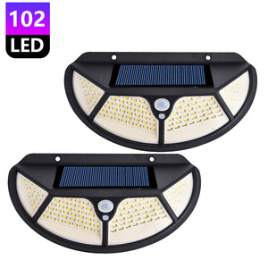 Solar Wall <b>Light</b> 102 <b>LEDs</b> Four Sided Illumination Human Body <b>Sensor</b> Waterproof Courtyard <b>Light</b> - Product Image 3