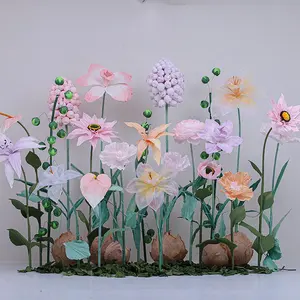 O-Z009 Vente en gros Événements Décoration de mariage Fleuriste géant Affichage de magasin Fleurs artificielles géantes Grandes fleurs en papier crépon