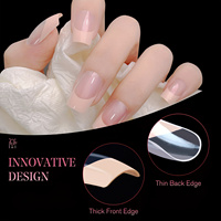 Vente en gros de 120 pièces de gel artificiel à couverture complète de style mignon presse à ongles courte française colorée carrée amande/stiletto en gel souple ABS