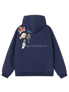 Áo chui đầu dáng rộng thời trang dạo phố ngoại cỡ Áo chui đầu dáng rộng <span class=keywords><strong>100</strong></span> chất liệu cotton chắp vá thêu 3D in phồng cho nam có mũ trùm đầu - Product Image 2