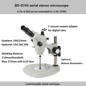 Stéréoscope numérique trinoculaire Boshida BD-0745 7X-45X avec grande base et éclairage inférieur pour l'inspection industrielle - Product Image 2