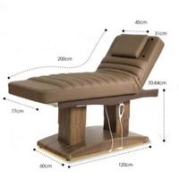 Table de massage électrique de luxe à 4 moteurs avec base en bois, inclinable, pour salon, spa, soins du visage, lit de massage cosmétique pour cils et fauteuil inclinable