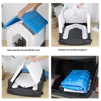 Nichoir pour chien en plastique Bobby Dee, pour l'hiver, pour chiens errants et animaux de compagnie en extérieur, imperméable, facile à nettoyer, lit pour chien chaud en bleu/gris
