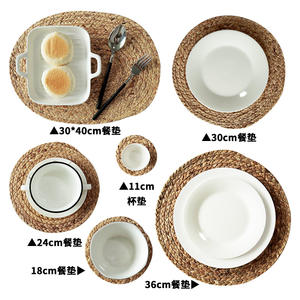 Manteles Individuales Redondos de Césped Tejido (Tipo Calabaza) 11cm 18cm 24cm 30cm 36cm 30x40cm, de Paja Tejida para Mesa de Cocina y Hogar, Aislantes del Calor - Product Image 4