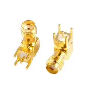High Qualtity Female Jack Right angle PCB mount RF connector goldplated coaxial adapter