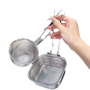 Colador de Acero Inoxidable 304 HUOLI, Colador Plegable para Cocina, Filtro Grueso para Drenar Aceite de Fritura - Product Image 5