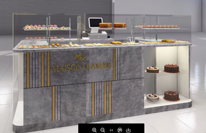 New Cafe Display Cabinet with LED Lighting <strong>Kiosk</strong> Showcase <strong>for</strong> Wooden Coffee Shop Interior Design Store Commercial Furniture - Product Image 4