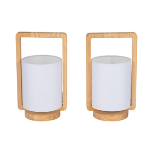 Lampade da tavolo cilindriche con struttura in legno e accenti decorativi per camera da letto e soggiorno, decorazioni per la casa - Product Image 1