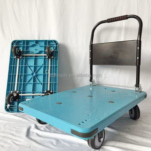 Handige 300kg draagkracht opvouwbare stalen frame handkar met duurzaam kunststof platform voor gereedschap, draagbaar voor industrieel gebruik thuis of op het werk - Product Image 3