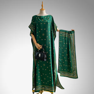 Collezione primavera estate Abaya Kaftan nuova vacanza al mare imitazione sciarpa di seta broccato poliestere protezione solare abbigliamento - Product Image 3