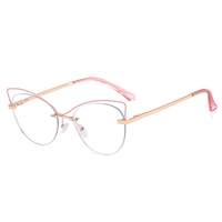 MS 82081 Gafas Ópticas de Metal con Marco Delgado y Diseño de Mariposa para Mujer, Anti Luz Azul, con Logotipo Personalizado