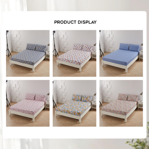 3pcs King Cartoon Printed Striped <strong>Floral</strong> Leaves <strong>Fitted</strong> Bed <strong>Sheet</strong> 100% Cotton 200TC Home Use - Product Image 2