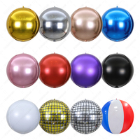 Nouveau ballon sphérique géant 4D de 50 pouces, or et argent, pour décoration de fête, ballon à l'hélium 4D
