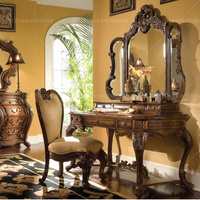 Table de toilette classique de haute qualité Table de chevet vintage antique avec miroir Ensemble de table de toilette meubles de chambre à coucher
