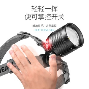 Linterna frontal Smiling Shark M80 de aleación de aluminio con sensor de ondas, recargable tipo C para senderismo - Product Image 1