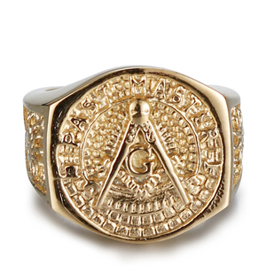 Anillo de Boda Elegante de Acero Inoxidable con Baño de Oro de 18K, Plateado y Negro, con Patrón G, Estilo Moderno - Product Image 4