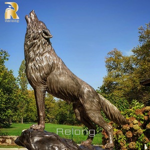 Escultura de Lobo de Bronce de Tamaño Real RELONG, Estatua de Animal Salvaje de Latón, Diseño Personalizado para Exteriores - Product Image 1