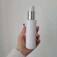 Grosir Kosong Botol Pompa Minyak Jenggot Hewan Peliharaan Putih Silinder 120Ml dengan Tutup Perak Botol Minyak Rambut untuk Lotion