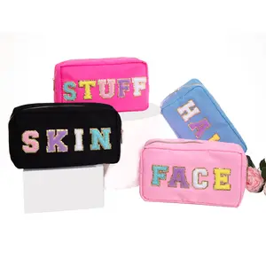 INS Style Hot Sale Nylon Ladies Cosmetic Makeup Bag Portable Waterproof Wash Bag Cute Toiletries Cosmetics Storage Bag