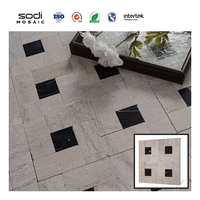Carreaux de marbre gris beige naturel glacé mat 300x300 pour sol de villa et jardin, style antique