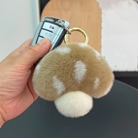Jtkdxqs Porte-clés pendentif champignon mignon en peluche de dessin animé, accessoire de sac à dos, avec empiècements de couleurs, petit porte-clés
