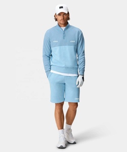 Áo hoodie thể thao nam tay dài, cổ cao 1/4 khóa kéo, chất liệu trơn nhuộm màu, in logo tùy chỉnh - Product Image 2