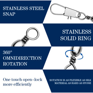 Nouveaux <span class=keywords><strong>émerillon</strong></span>s de pêche à rotation fluide, <span class=keywords><strong>émerillon</strong></span>s à barillet avec mousqueton, connecteurs de ligne pour la pêche en eau salée, en eau douce et à la carpe - Product Image 3