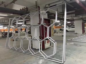 Bois intelligent suspendu en bois nid d'abeille plafond hexagone halo led lumières - Product Image 3