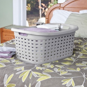 Wholesale <strong>Laundry</strong> <strong>Basket</strong> With Handle <strong>Plastic</strong> Dirty Clothes Hamper for Bathroom Storage - Product Image 4