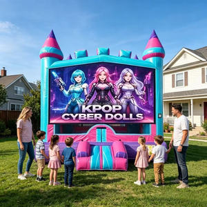 Château gonflable commercial personnalisé sur le thème des dessins animés pour enfants, idéal pour la location et l'utilisation en parc - Product Image 1