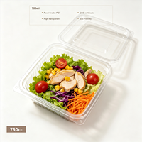 Boîtes à salade de 125 ml à 1000 ml avec couvercle, type clamshell, faciles à emporter, en RPET de qualité alimentaire, transparentes, emballage alimentaire en blister coloré