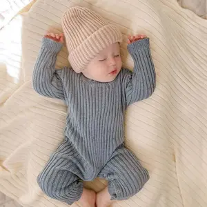 Baby Jumpsuit Winter Custom Speckle Cotton Ribbed Knit Baby Boys Girls Romper Toddler Knitted Sprinkle Sweater For Baby