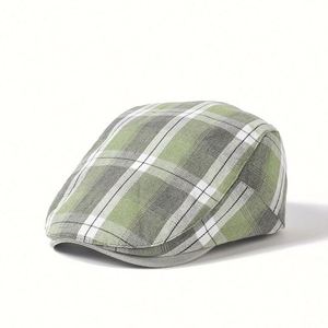 Gatsby Checkered Beret <b>Hat</b> <b>for</b> Women Breathable British Style Flat Top Ivy Cap <b>for</b> Casual & Outdoor Use <b>for</b> Summer - Product Image 5