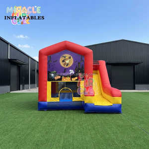Halloween Witch Pumpkin Themed Inflatable Combo Bounce Slide, Ghost Castle Kids Jumping Castle for Halloween Party, - Product Image 3