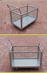 Carrito de Almacenamiento Plegable de Malla Metálica Resistente, Carros y Carretillas para Herramientas con Ruedas Bloqueables de Cuatro Ruedas, Uso Industrial - Product Image 3
