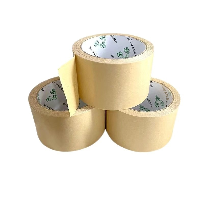 FuXin Eco-Friendly Acrylic Self-Adhesive Brown Kraft Paper Tape Matte Surface Writable Customizable Biodegradable Strong Fire