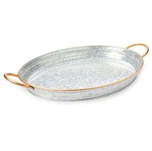 Plateau en fer galvanisé fait à la main de qualité supérieure grand plateau de service rond fantaisie maison taille personnalisée vaisselle décorative en gros - Product Image 4