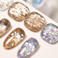 AILANUO – Kit de vernis à ongles gel pailleté réfléchissant 4 couleurs, gel UV diamant étincelant, kit de gel pour nail art à retirer par trempage pour salon de manucure