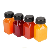 Bouteille en plastique vide pour jus de 4oz, 8oz, 12oz, 16oz avec bouchons, réutilisable, transparente, en gros, pour jus, lait, boissons