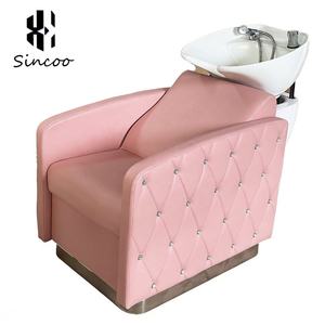 Fauteuil de lavage rose inclinable pour salon, personnalisable avec LOGO, durable, haute résistance, extérieur en fibre de verre, moderne et portable - Product Image 1